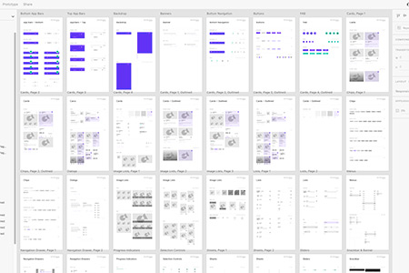 schermafbeelding van adobe xd met kale elementen van applicaties